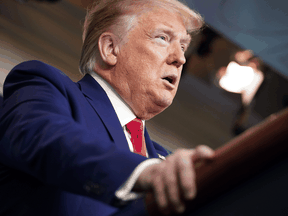 U.S. President Donald Trump speaks during the daily briefing on the novel coronavirus, COVID-19, in the Brady Briefing Room at the White House on April 6, 2020, in Washington, DC.