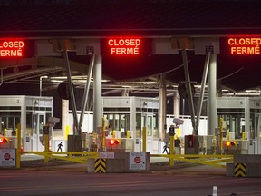 The Canadian border is pictured at the Peace Arch Canada/USA border crossing in Surrey, B.C. Friday, March 20, 2020. Prime Minister Justin Trudeau says the United States appears to have backed off on its plan to send soldiers to the Canada-U.S. border.
