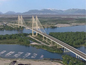A rendering of what a long-span bridge would look like if it replaced the George Massey Tunnel.