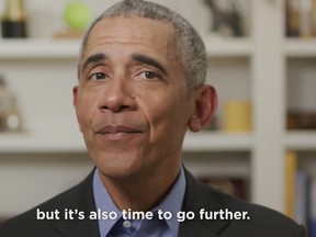 In this screengrab taken from Twitter.com, former U.S. president Barack Obama endorses Democratic presidential candidate former Vice President Joe Biden during a video released on April 14, 2020.