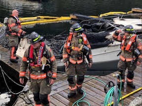 West Vancouver firefighters were able to quickly extinguish a blaze involving several boats in Horseshoe Bay.