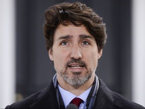 Prime Minister Justin Trudeau addresses Canadians on the COVID-19 pandemic from Rideau Cottage in Ottawa on Tuesday, April 14, 2020.