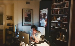 Rick Dugdale of Enderby Entertainment is filming the feature film 92 in his Los Angeles office.