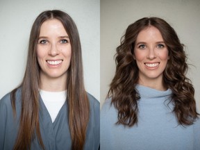 Kelsey Cochran, a 29-year-old dietitian, was in need of a makeover. On the left is her before her makeover by Nadia Albano. On the right is her after.. Photo: Nadia Albano