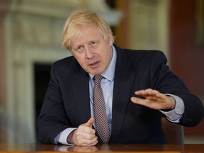 British Prime Minister Boris Johnson records a televised message to the nation released on May 10, 2020 in London, England.