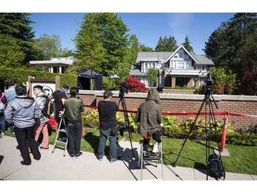 VANCOUVER, BC - MAY 27: Media gather outside the home of Meng Wanzhou, waiting for her to leave for her hearing at BC Supreme Court on May 27, 2020 in Vancouver, Canada. Meng a Huawei executive is fighting extradition to the United States and has been under house arrest in Vancouver for almost a year and a half.