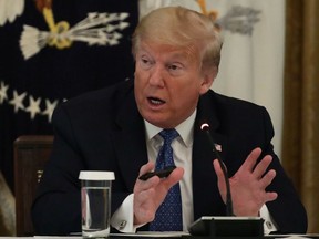 U.S. President Donald Trump speaks during a meeting with his cabinet in the East Room of the White House on May 19, 2020 in Washington, D.C.