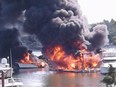 A fire caused extensive damage at a gas dock at North Saanich Marina in Sidney on Sunday afternoon. May 10, 2020. Photograph By GEORGE MACKIE
