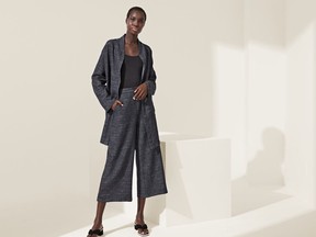 A model wears a look from Eileen Fisher.