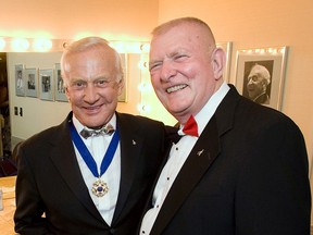 Retired longtime NASA flight director Gene Kranz (on the right, pictured in 2009 with Apollo 11 astronaut Buzz Aldrin at a reception) was a master of adaptive leadership, say oped contributors Adel Gamar and John Larsen.