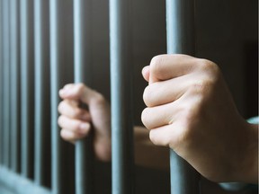 Steel cage jail bars.