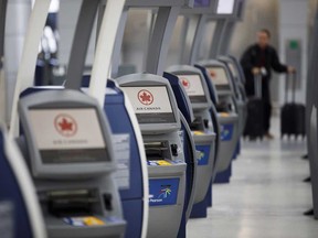 Air Canada check in terminals stand at Toronto Pearson International Airport.