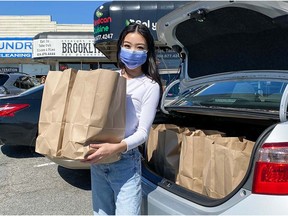 Patrisse Chan on her way to deliver 25 burritos to healthcare heroes at Lions Manor long-term care home as part of the FeedingOurFrontlines program.