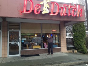 John Dys at the first location of the Original Dutch Pannekoek House at 25th and Knight in Vancouver. Dys founded the chain in 1975.