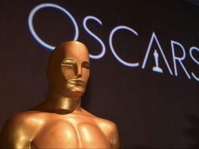 In this file photo taken on Feb. 4, 2019, an Oscar statue is seen at the 91st Oscars Nominees Luncheon in Beverly Hills, Calif.