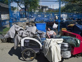 Oppenheimer Park in Vancouver, BC's Downtown Eastside was cleared Saturday, May 9, 2020 of campers, but not their tents and other assorted items.