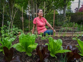 Kathy Friesen is the owner of Bloomsbury Designer Gardens, seen here at her home garden in New Westminster, B.C., May 11, 2020.