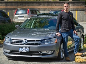 George Louvris with his VW Passat in Vancouver on May 21.