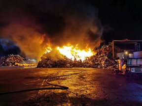 Firefighters were called out early Wednesday morning to battle a blaze at a Richmond scrapyard.