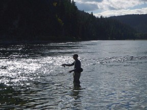 A fly fisherman casts on the Kootenai River, downstream of the Koocanusa Reservoir at the centre of the dispute, near the Montana-Idaho border and Leonia, Idaho, on Sept. 19, 2014. The U.S. government is increasingly concerned with pollution from British Columbia mines following new research that shows contaminants in a river south of the border came from Canada.