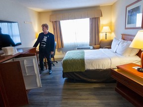 Grant McKenzie, spokesman for Our Place, in a room in the Comfort Inn and Suites on Blanshard Street in Victoria.