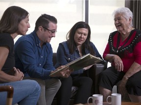 Tla’amin Nation elder Elsie Paul (far right) worked with (from left) Paige Raibmon, Davis McKenzie and Harmony Johnson on the First Nation project, the first full-length, web-based, media-rich RavenSpace publication.