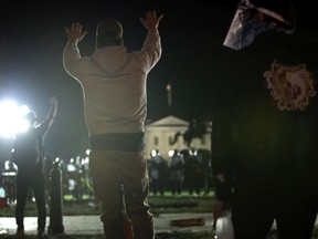 Demonstrators stage a protest near the White House in response to the killing of George Floyd on May 31, 2020 in Washington, D.C.
