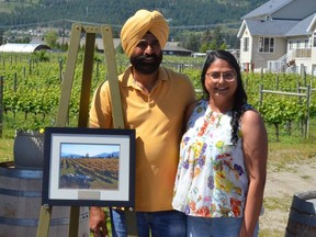 2020 Viticulturalist of the Year Karnail Singh Sidhu, owner, managing director and viticulturist of Kalala Organic Estate Winery in West Kelowna, with his wife Narinder.