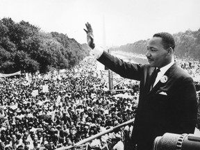 Civil rights leader Martin Luther King addresses the crowd during the March On Washington at the Lincoln Memorial, where he gave his 'I Have A Dream' speech.