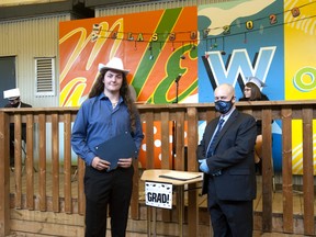 Ethan Gilbert, Grade 12 valedictorian, with school head Dr. Jim Christopher at North Vancouver's Maplewood Alternative High School.