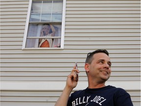 In Revere, Massachusetts, a man visits his grandmother, a resident of a locked-down assisted-living facility.