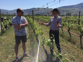 Winemakes Michael Bartier, left, and Eric Monnin at the Bartier Bros. estate.