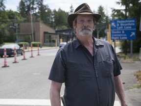 Point Roberts resident John Beals at the Point Roberts border crossing on June 4, 2020.