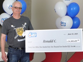 Aldergrove man Ronald Cumiskey won $24 million after matching all six numbers in the May 27, 2020 Lotto 6/49 draw.