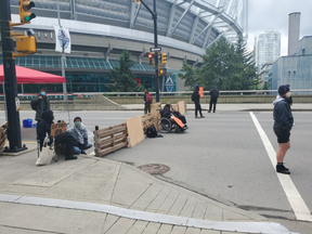Anti-racism demonstrators continued to block the Georgia and Dunsmuir viaducts on Sunday in a continued protest against police brutality.