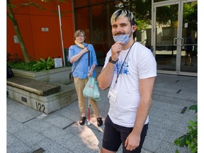 Judy Smith, 66, with Silviu Toderita (right) in Vancouver, B.C., June 1, 2020. Smith, 66, is helped every week by Toderita through an expanded COVID-19 program called Safe Seniors, Strong Communities.