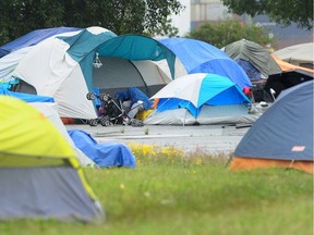 Around 150 people are currently living in tents in a port-owned parking lot adjacent to CRAB Park just north of Gastown on the Vancouver waterfront.