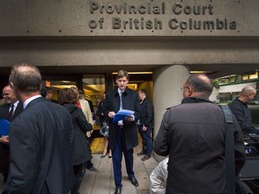 B.C. Attorney General David Eby outside the Provincial Court of B.C.