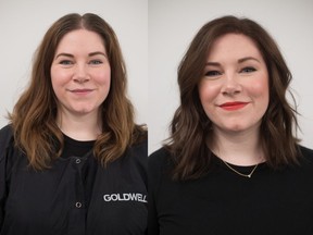 Marketing professional and busy mom Sarah Raso received a makeover by Nadia Albano. On the left is Sarah before the makeover. On the right is her after. Photo: Nadia Albano.