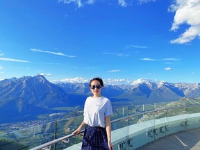 Chelsea Zhang at one of the observation spots in Banff.