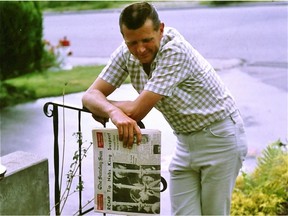 "In our house The Vancouver Sun was an addiction," writes Douglas Todd, who was raised by his mother and her brother. In this family snapshot from June 9, 1968, "Uncle George" happens to be holding a copy of The Sunday Sun.