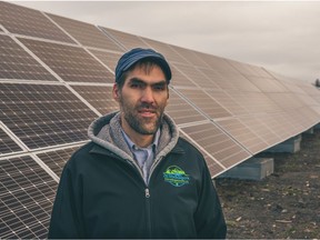 Chief Russell Myers Ross, vice-chair of the Tsilhqot'in National Government, alongside solar panels that are part of the Tsilhqot'in solar farm, a 1.25 megawatt independent power project owned by the First Nation, located 80 km west of Williams Lake on Highway 20.