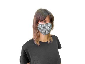 A model wears a made-in-Vancouver mask from JC Masks.