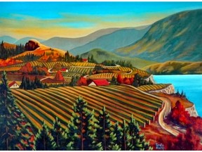 Visions of Munson Mountain by artist Greta Kamp. Kamp is July 2020's artist of the month at Lang Vineyards.