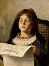 Girl Reading Newspaper, c. 1882. By Georgios Jakobides (Wikimedia Commons)