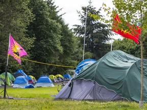 A tent city at Vancouver's Strathcona Park started to grow days after police with a court order forced about 100 campers out of CRAB Park in mid-June.