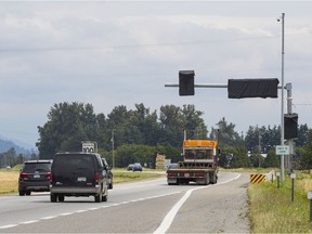 Adjustable speed limit signs on Highway 1 between Abbotsford and Chilliwack have been covered since their installation in 2019.