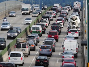 Traffic seen heading into North Vancouver over the Second Narrows Bridge in Vancouver, BC., January 22, 2018. The bridge is the worst in B.C. for motorcycle accidents.