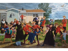 The Scream, acrylic on canvas, 2017, by Kent Monkman, is in Shame and Prejudice: A Story of Resilience, a solo show by Monkman at the Museum of Anthropology until Jan. 3, 2021.