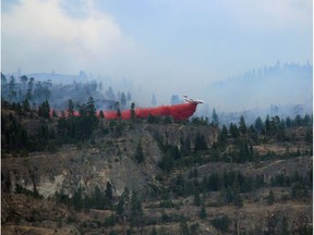 Fire retardent is dropped on the 20-square-kilometre Christie Mountain fire.